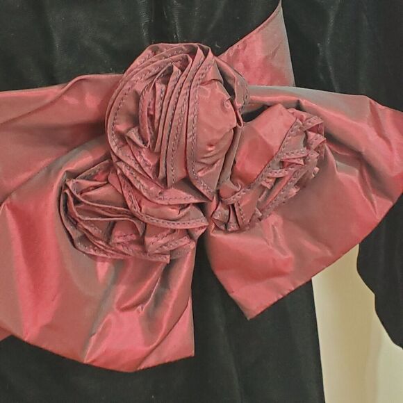 Vintage Scott McClintock Dress Velvet Size 8 Small Taffeta Bow Waist Cumberbund - Picture 3 of 9